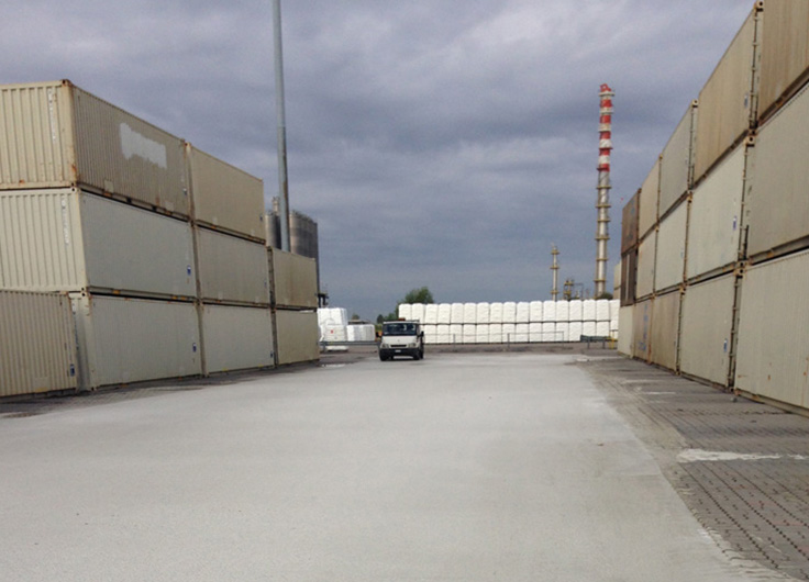 Riqualificazione piazzale deposito container, polo chimico di Ferrara, committente LyondellBasell Industries